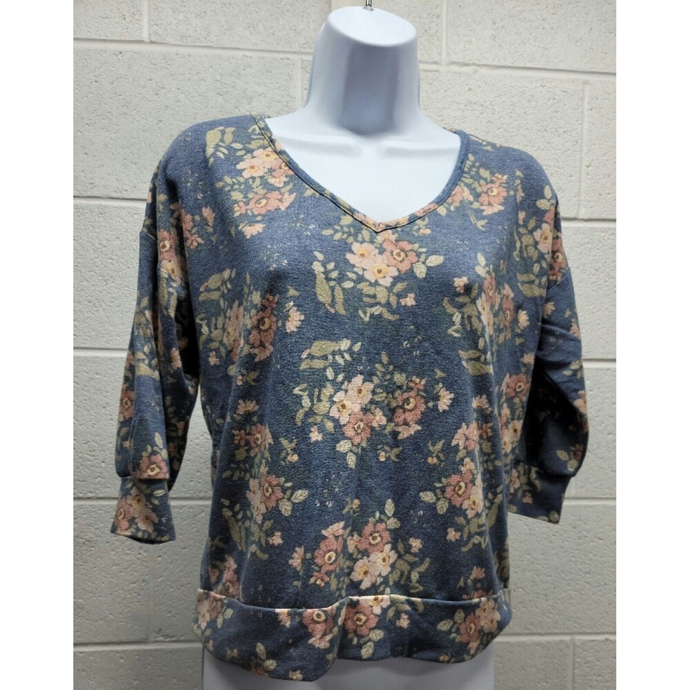 Threads Studio Floral 3/4 Sleeve Top Sz L